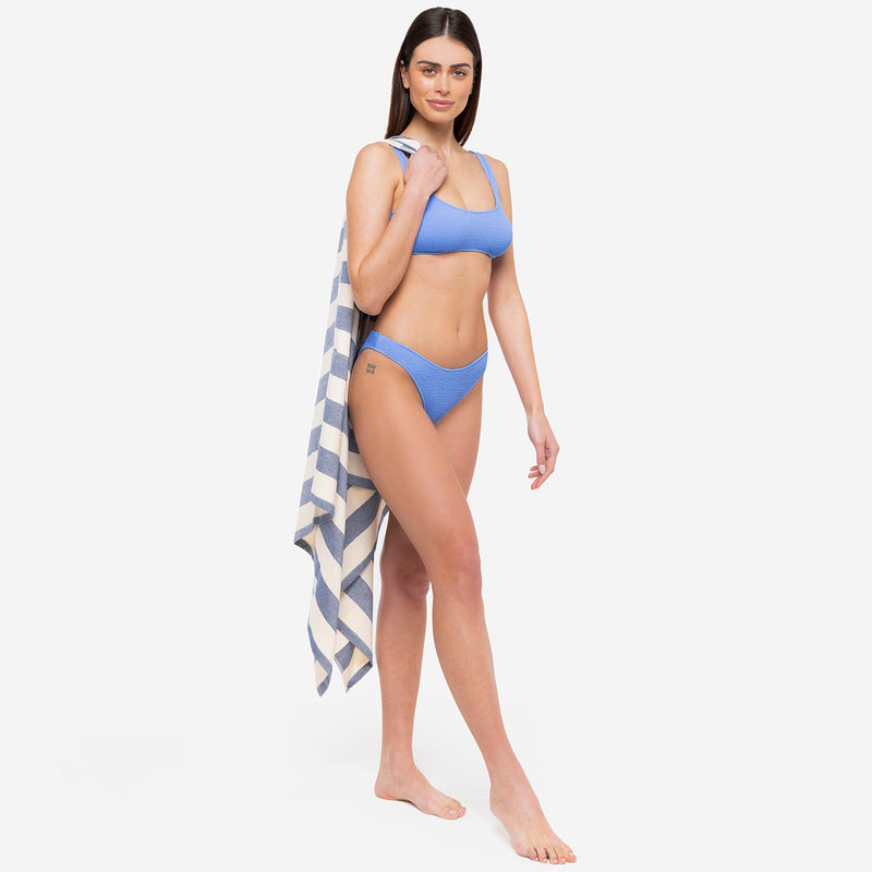 Telo Mare Bamboo a Righe Bianco/Blu - Le Blu