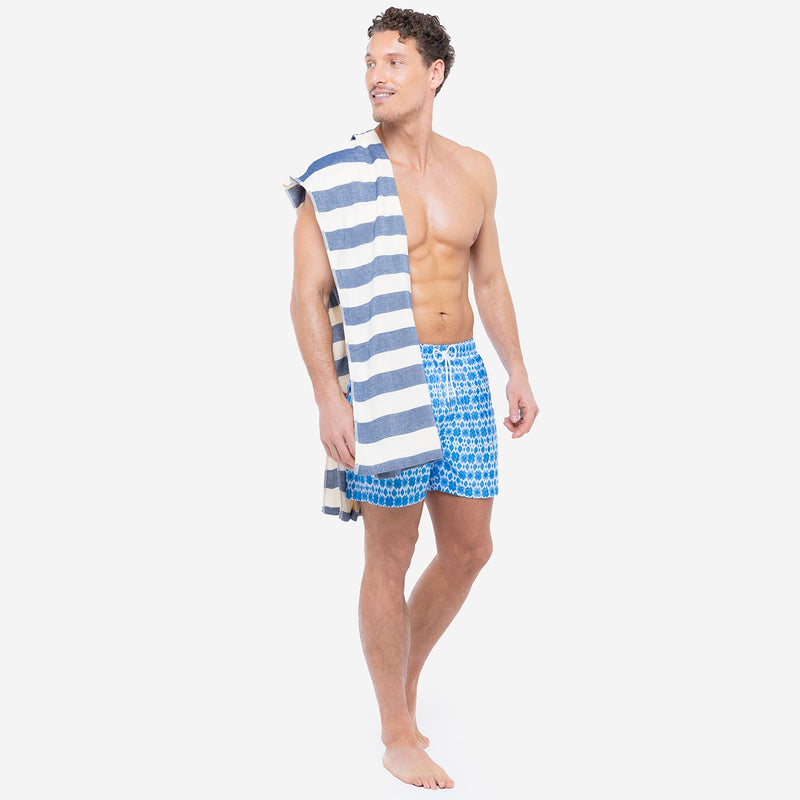 Telo Mare Bamboo a Righe Bianco/Blu - Le Blu