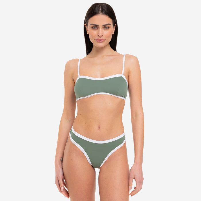 Bikini Donna Top Bralette + Slip con Bordo a Contrasto Sporty - Le Blu