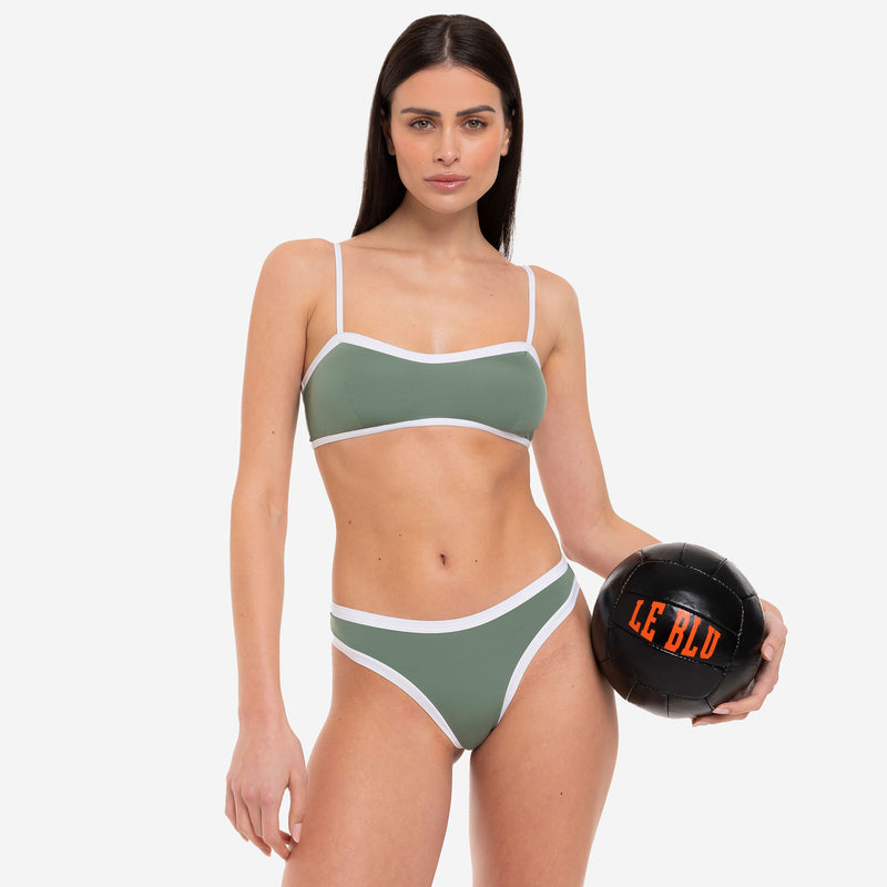 Bikini Donna Top Bralette + Slip con Bordo a Contrasto Sporty - Le Blu