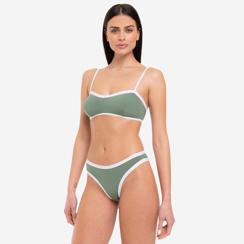 Bikini Donna Top Bralette + Slip con Bordo a Contrasto Sporty - Le Blu