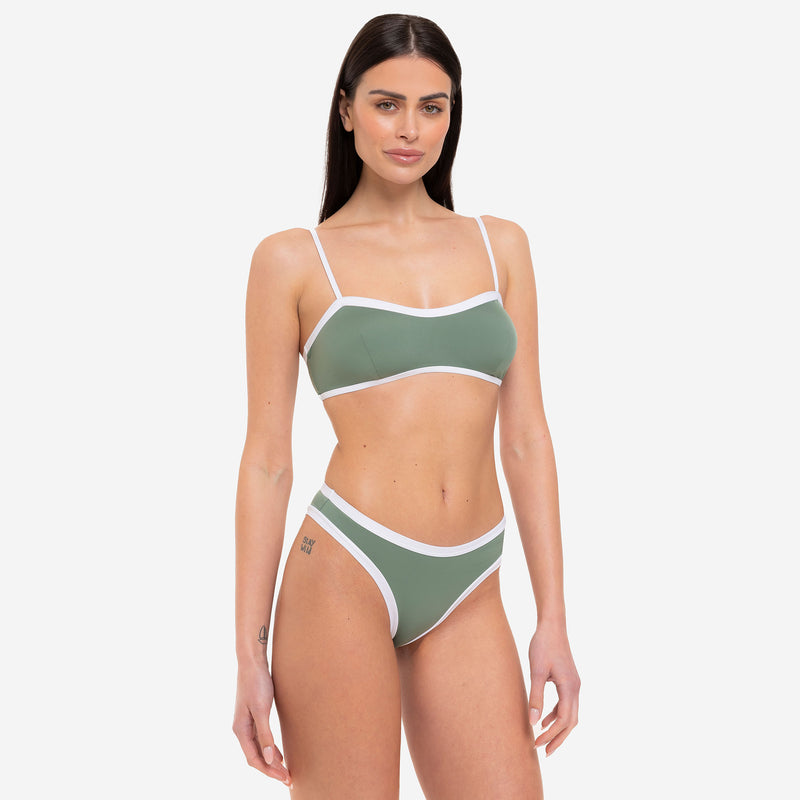 Bikini Donna Top Bralette + Slip con Bordo a Contrasto Sporty - Le Blu