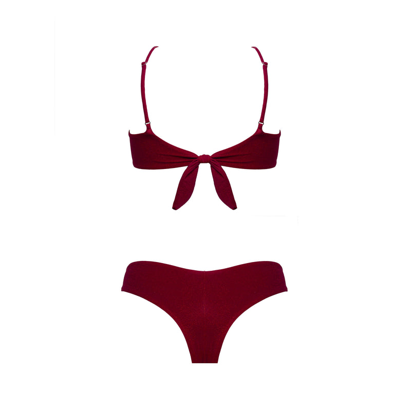 Women's Bikini Top Bralette + Brazilian Brief Burgundy - Le Blu