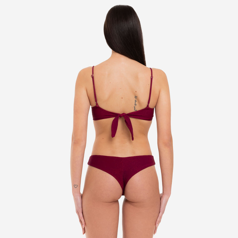 Women's Bikini Top Bralette + Brazilian Brief Burgundy - Le Blu