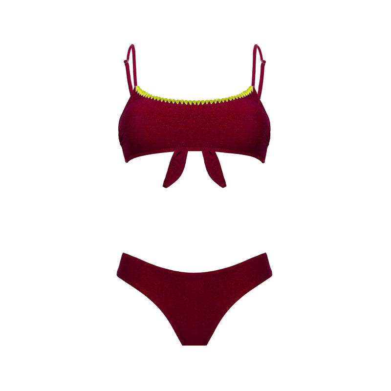 Women's Bikini Top Bralette + Brazilian Brief Burgundy - Le Blu