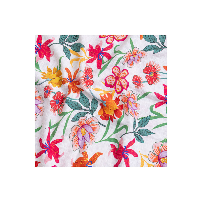 Women's Bikini Top Bralette + Bow Slip White Flowers - Le Blu