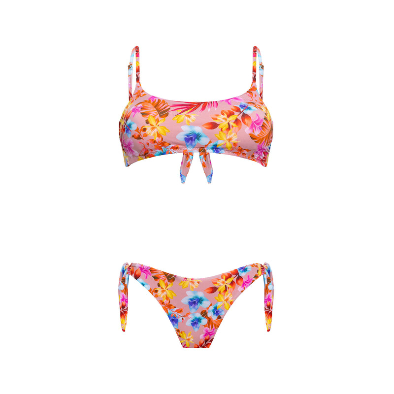 Bikini Donna Top Bralette + Slip Fiocchi Tropical Flowers - Le Blu