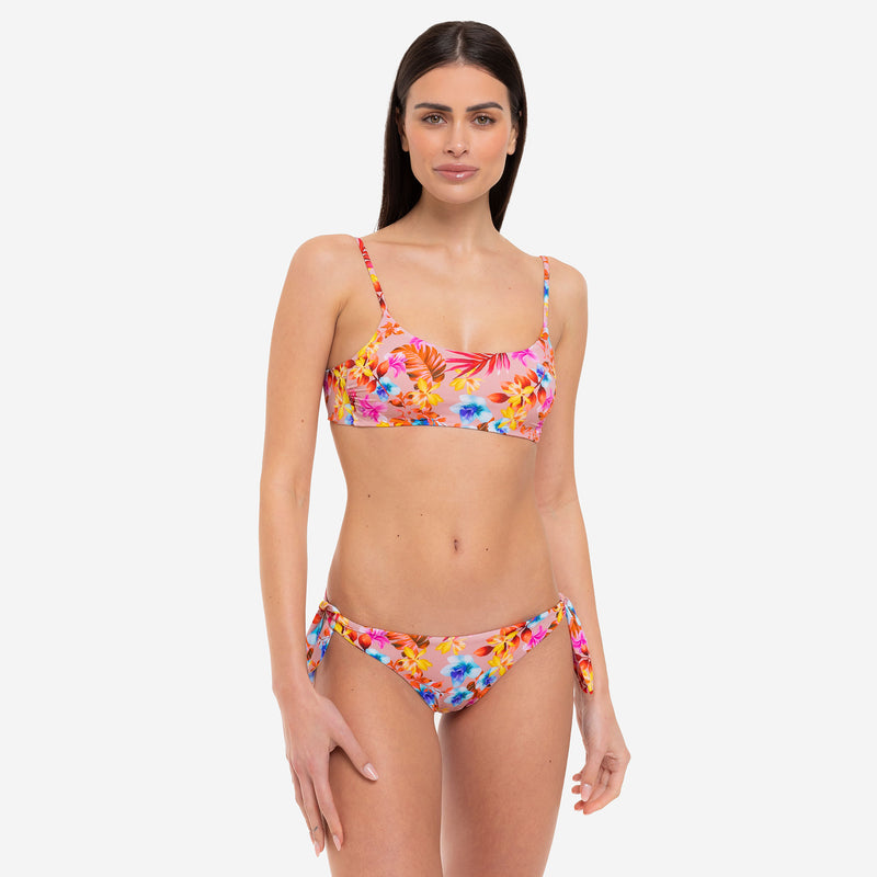 Bikini Donna Top Bralette + Slip Fiocchi Tropical Flowers - Le Blu