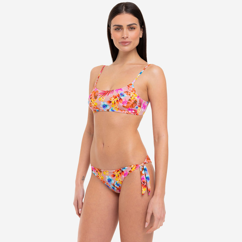 Bikini Donna Top Bralette + Slip Fiocchi Tropical Flowers - Le Blu