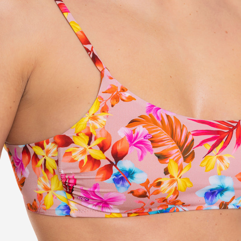 Bikini Donna Top Bralette + Slip Fiocchi Tropical Flowers - Le Blu