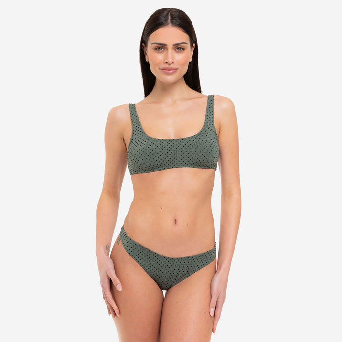 Bikini Donna Canotta Surf + Slip a “V” Pois Flock - Le Blu
