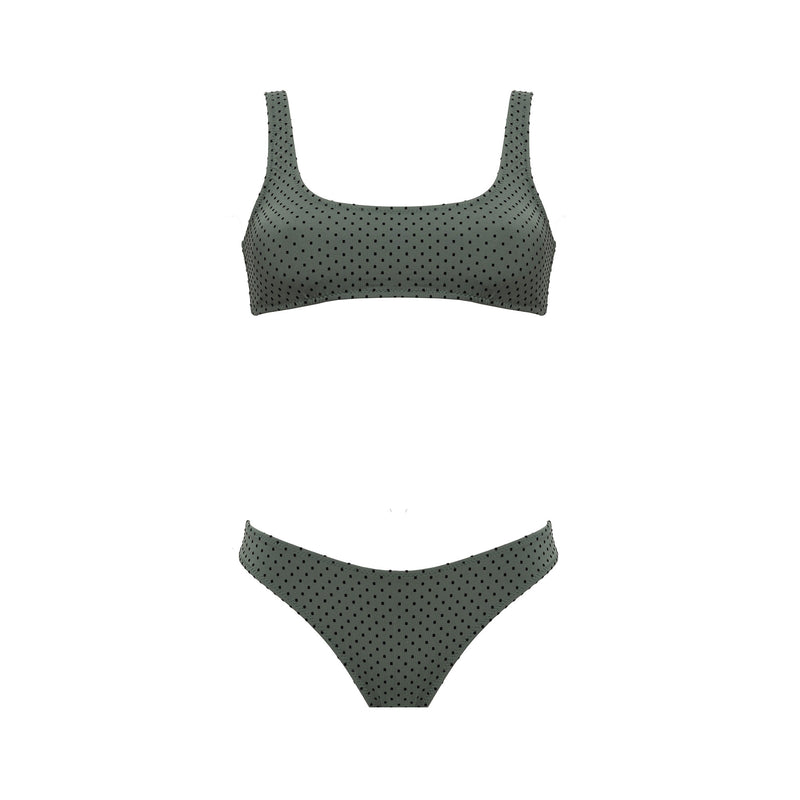 Bikini Donna Canotta Surf + Slip a “V” Pois Flock - Le Blu