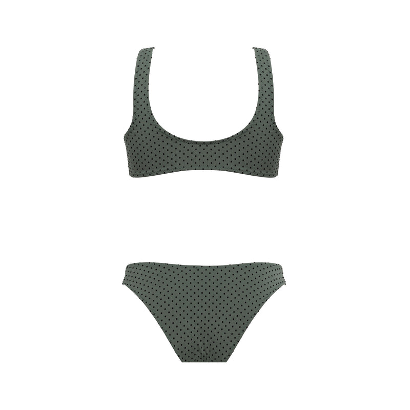 Bikini Donna Canotta Surf + Slip a “V” Pois Flock - Le Blu