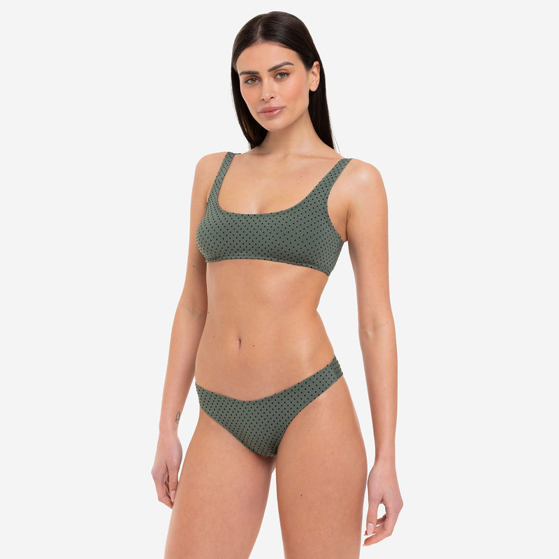 Bikini Donna Canotta Surf + Slip a “V” Pois Flock - Le Blu