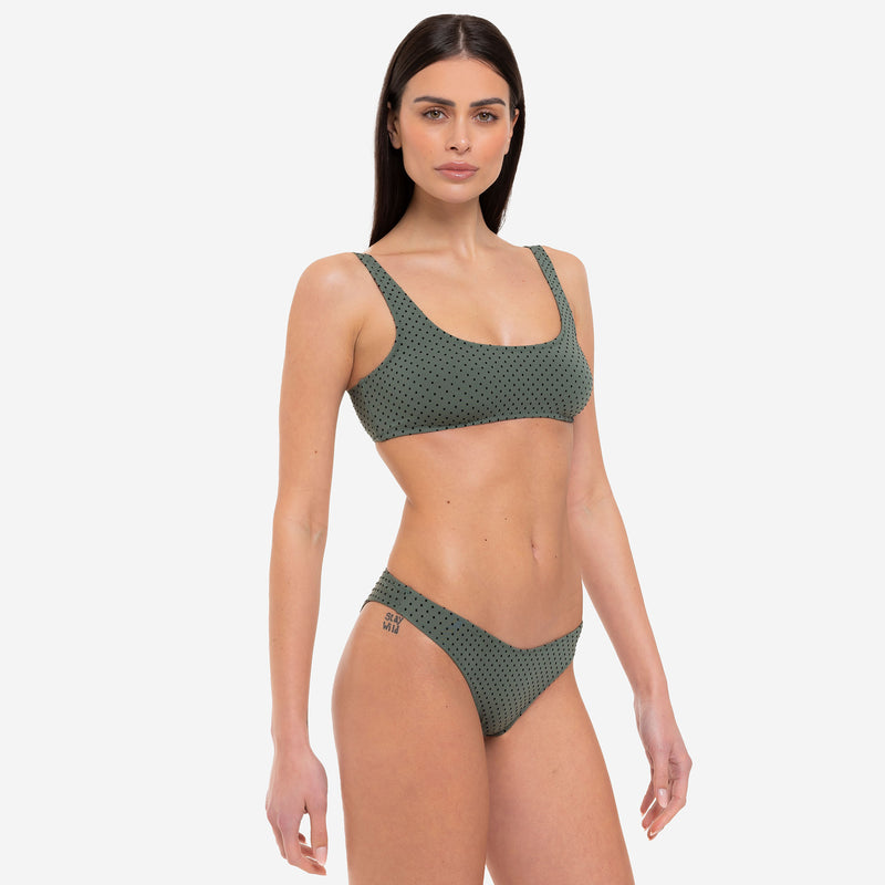 Bikini Donna Canotta Surf + Slip a “V” Pois Flock - Le Blu