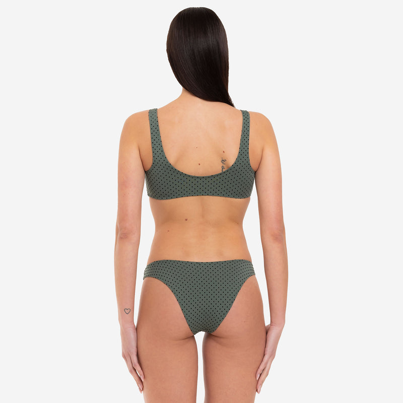 Bikini Donna Canotta Surf + Slip a “V” Pois Flock - Le Blu