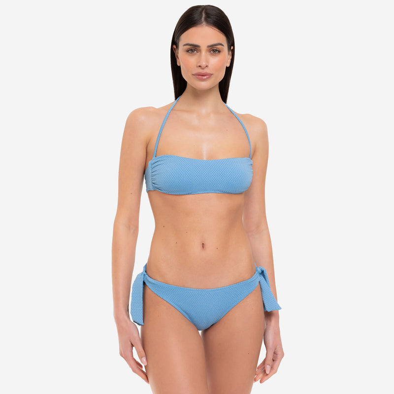 Bikini Donna Top Fascia + Slip Fiocchi Lurex Dots - Le Blu