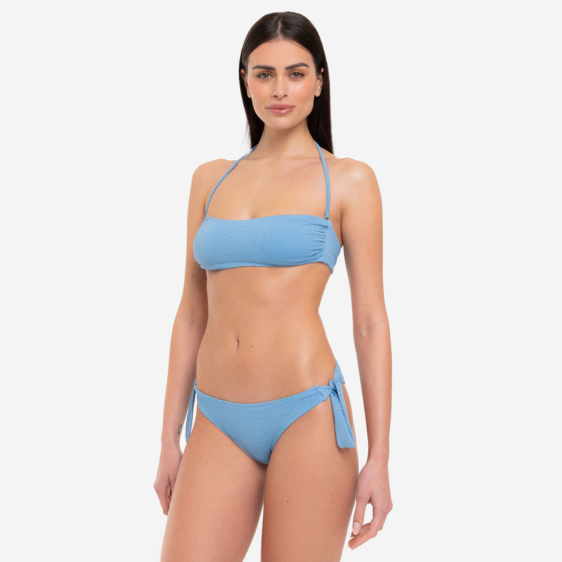 Bikini Donna Top Fascia + Slip Fiocchi Lurex Dots - Le Blu