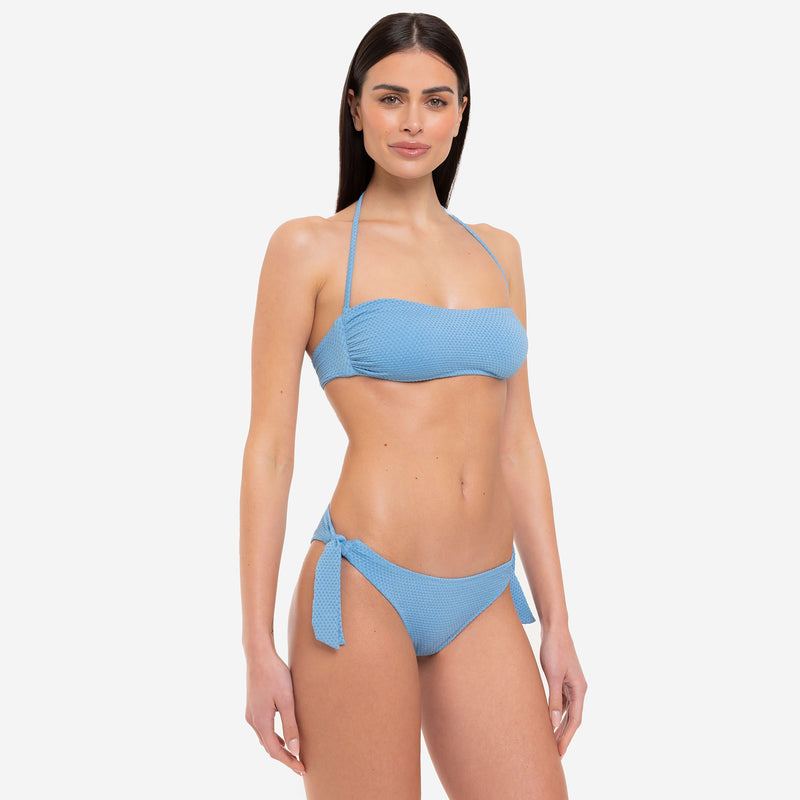 Bikini Donna Top Fascia + Slip Fiocchi Lurex Dots - Le Blu