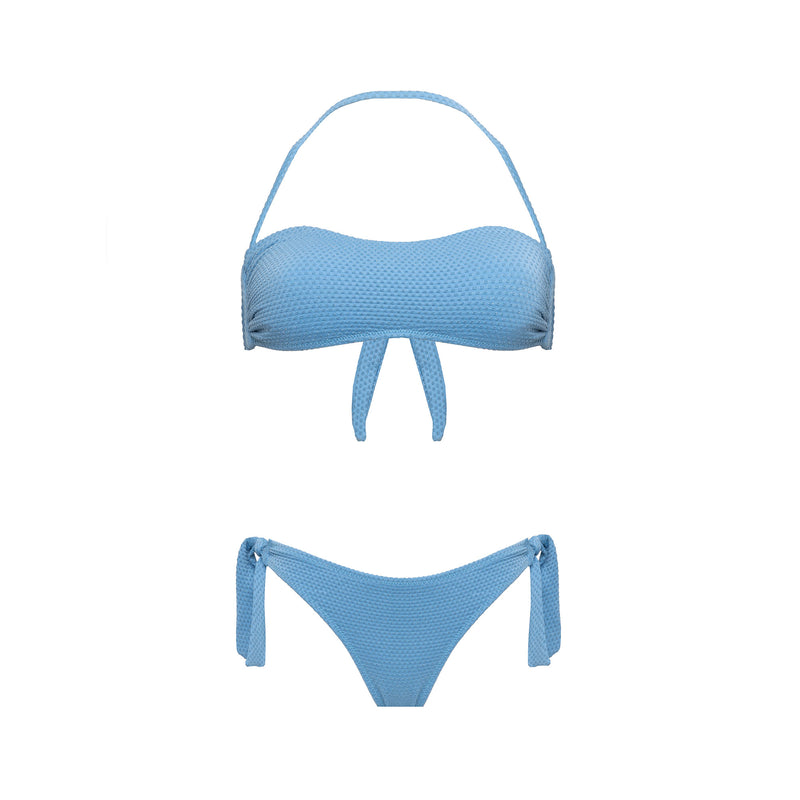 Bikini Donna Top Fascia + Slip Fiocchi Lurex Dots - Le Blu