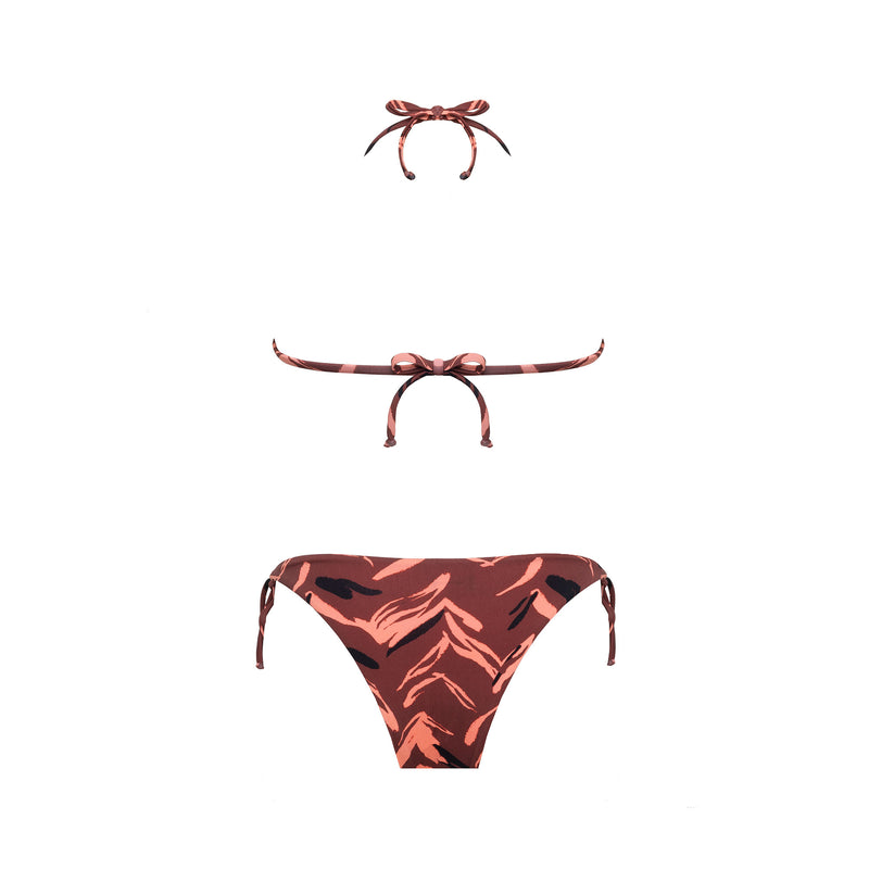 Bikini Triangolo + Slip con Lacci Mocha Animalier - Le Blu