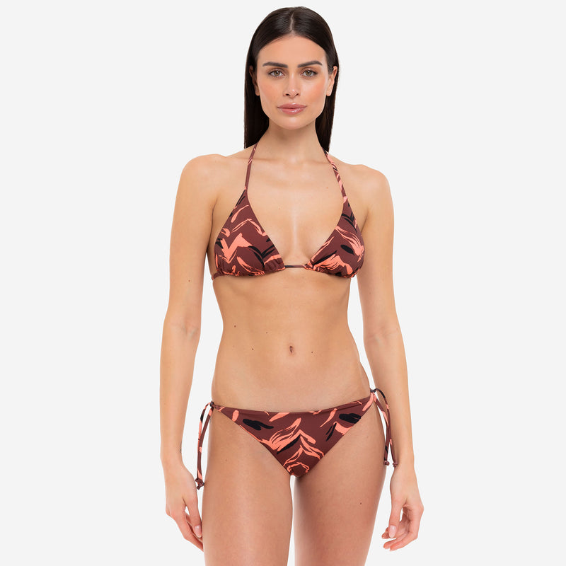 Bikini Triangolo + Slip con Lacci Mocha Animalier - Le Blu