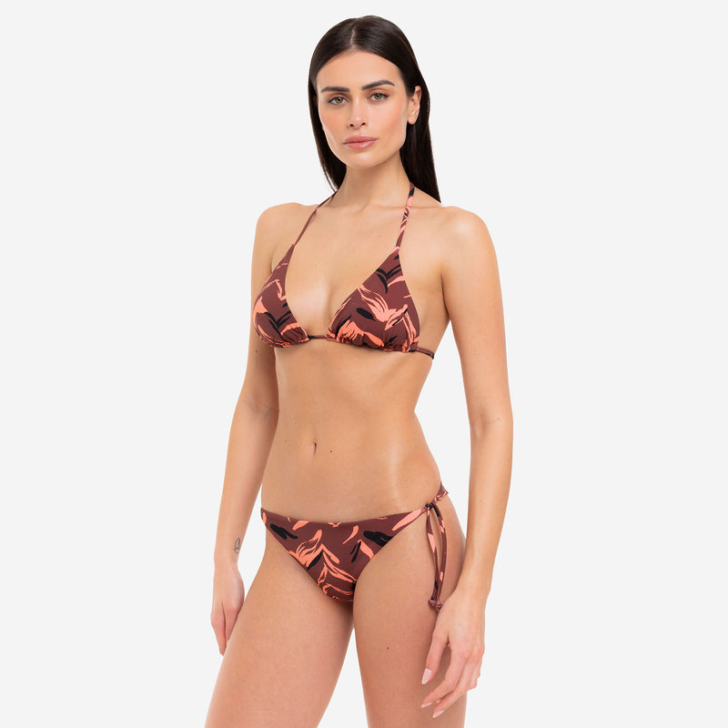Bikini Triangolo + Slip con Lacci Mocha Animalier - Le Blu