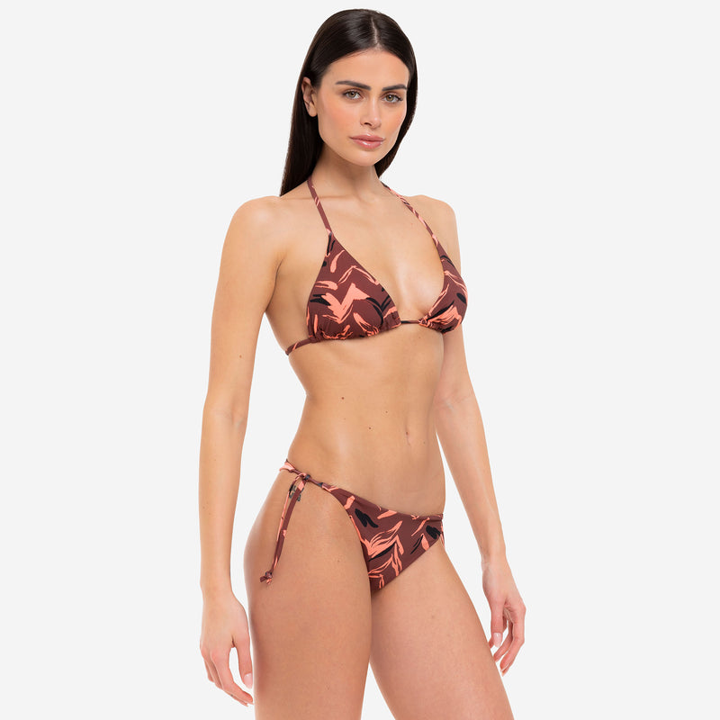 Bikini Triangolo + Slip con Lacci Mocha Animalier - Le Blu