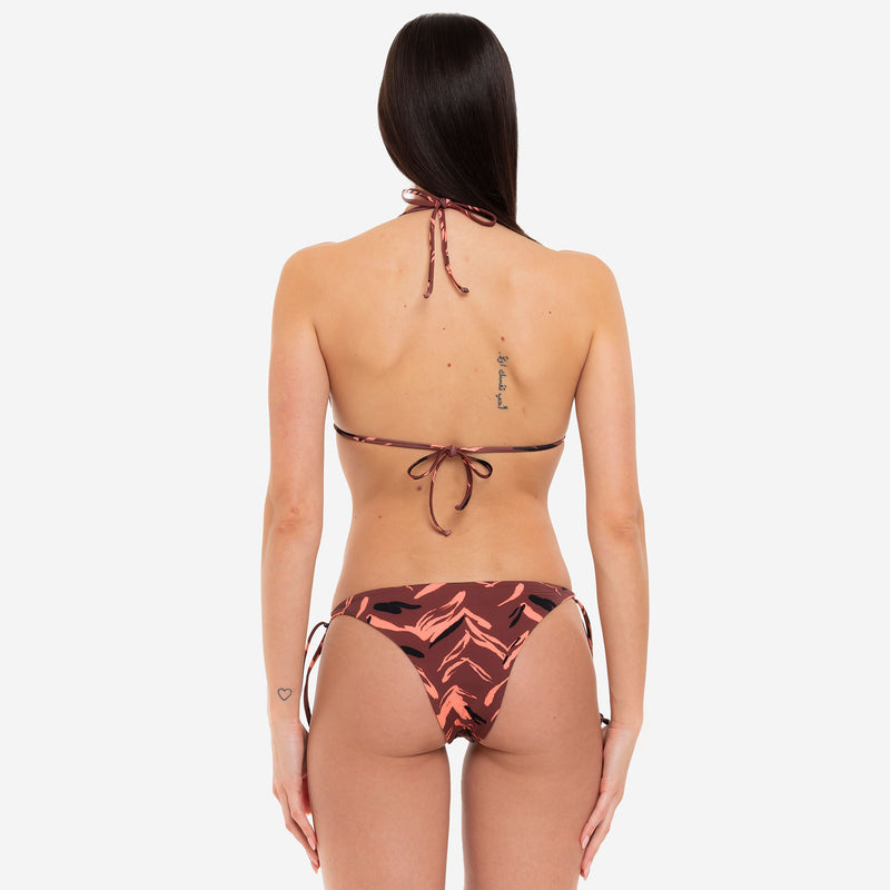 Bikini Triangolo + Slip con Lacci Mocha Animalier - Le Blu