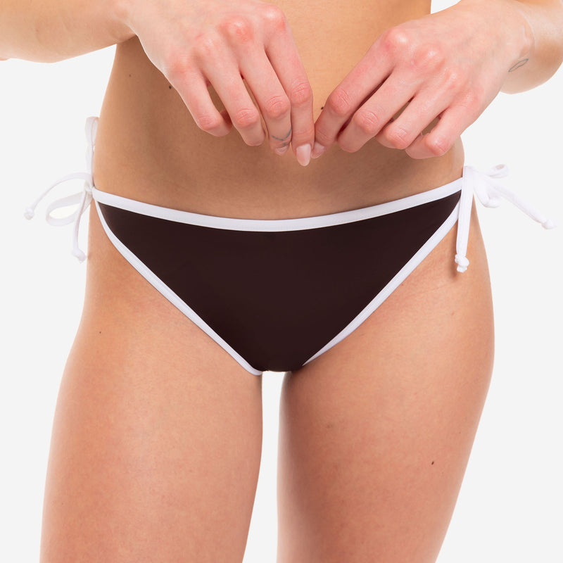 Bikini Triangolo + Slip con Lacci con Bordo a Contrasto Cocoa - Le Blu