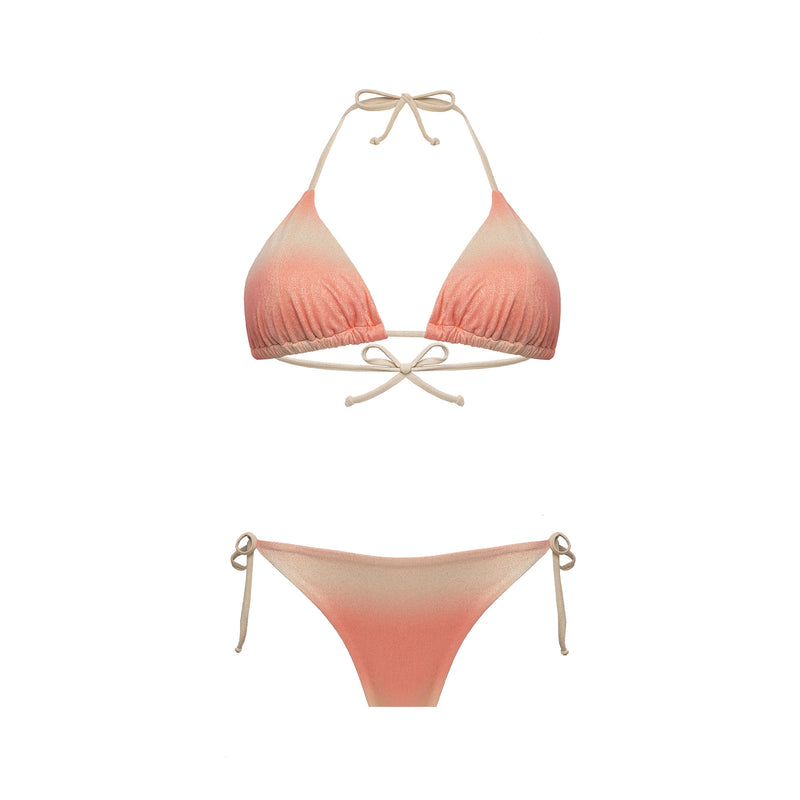 Bikini Triangolo + Slip con Lacci Champagne Gold - Le Blu