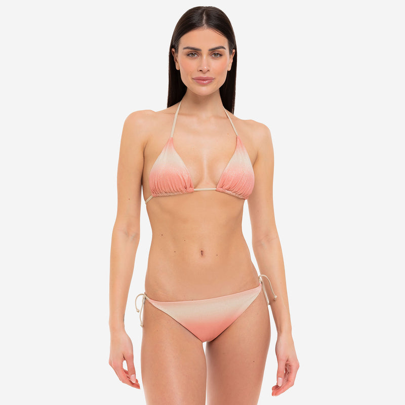 Bikini Triangolo + Slip con Lacci Champagne Gold - Le Blu