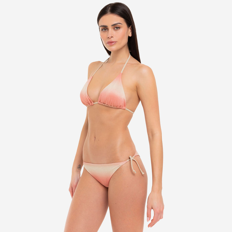 Bikini Triangolo + Slip con Lacci Champagne Gold - Le Blu