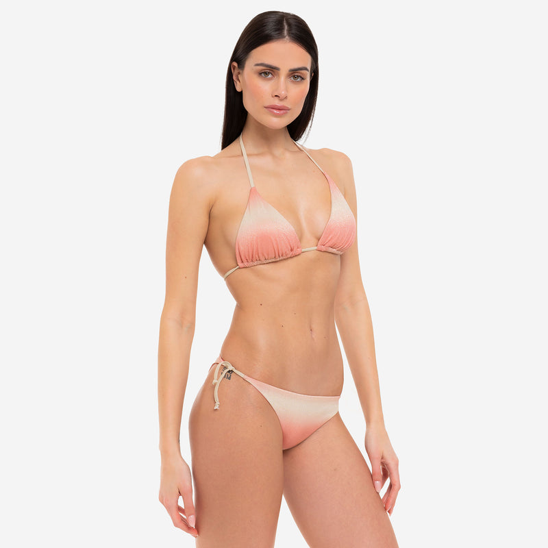 Bikini Triangolo + Slip con Lacci Champagne Gold - Le Blu