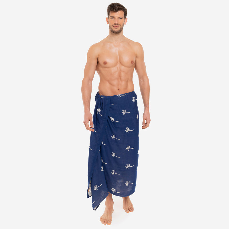 Telo Mare Bamboo Double Face Navy Palms - Le Blu