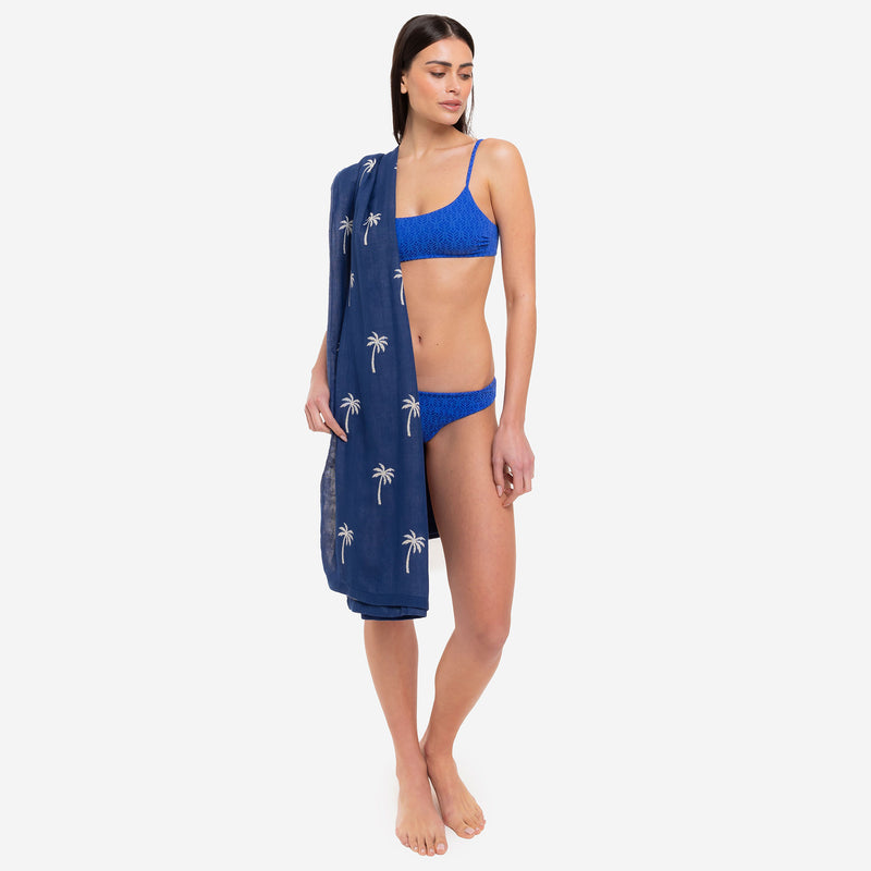 Telo Mare Bamboo Double Face Navy Palms - Le Blu