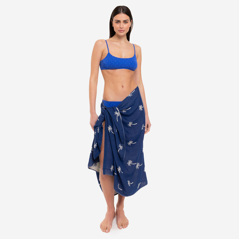 Telo Mare Bamboo Double Face Navy Palms - Le Blu