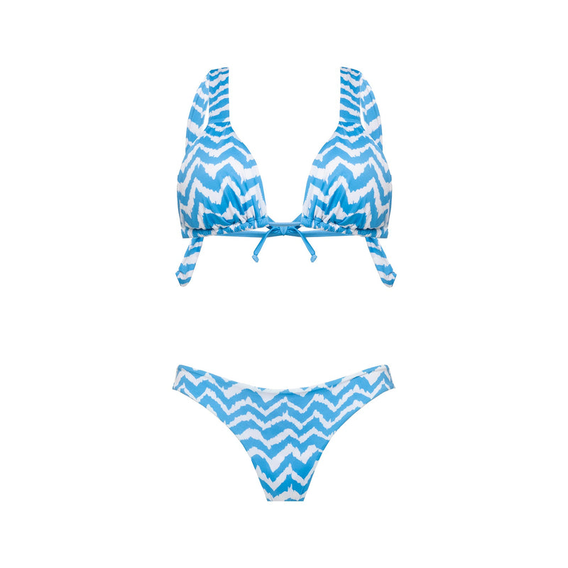 Bikini Triangolo Lungo + Slip Brasiliano Long Waves - Le Blu