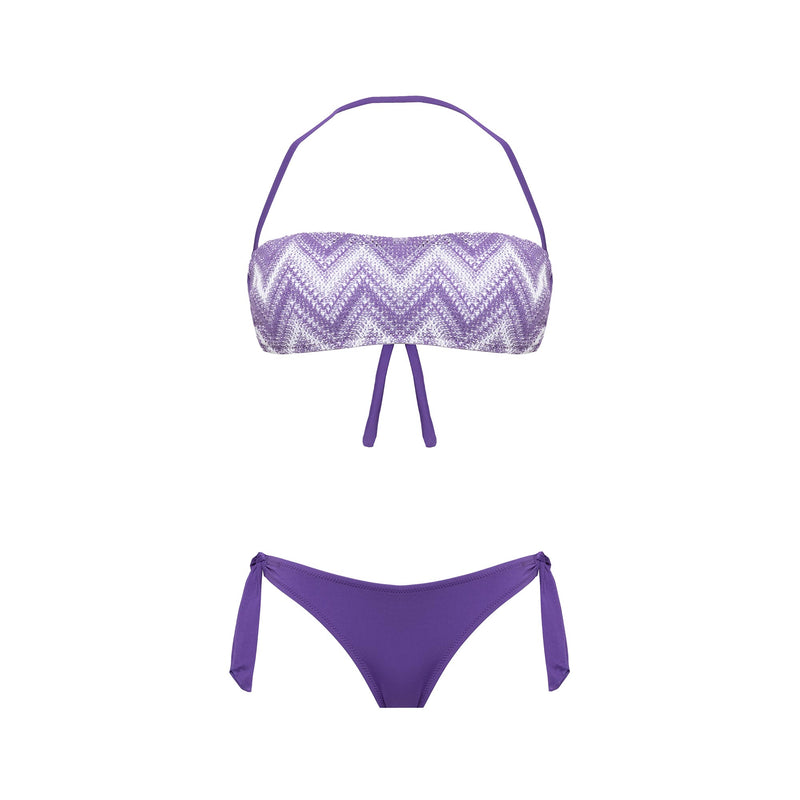 Bikini Fascia + Slip Fiocchi Violet - Le Blu
