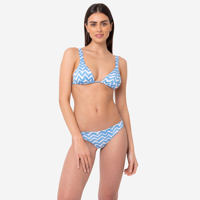 Bikini Triangolo Lungo + Slip Brasiliano Long Waves - Le Blu