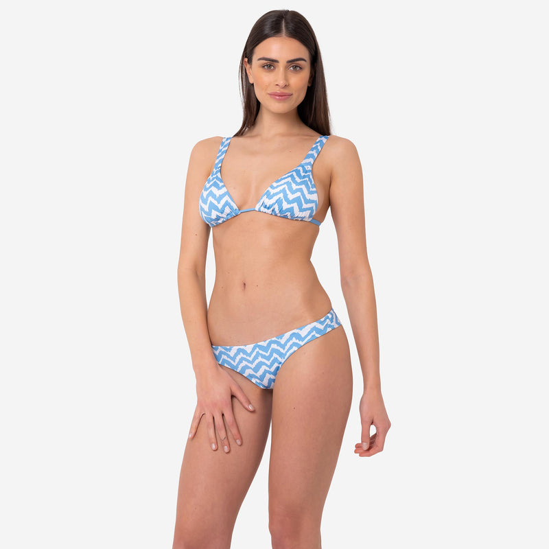 Bikini Triangolo Lungo + Slip Brasiliano Long Waves - Le Blu