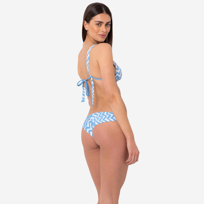 Bikini Triangolo Lungo + Slip Brasiliano Long Waves - Le Blu