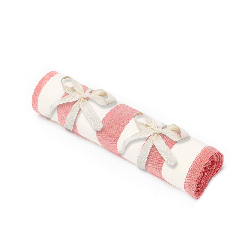 Telo Mare Bamboo a Righe Bianco/Rosso - Le Blu