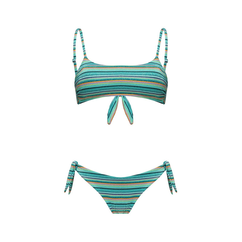 Bikini Bralette + Slip Fiocchi Stripes - Le Blu