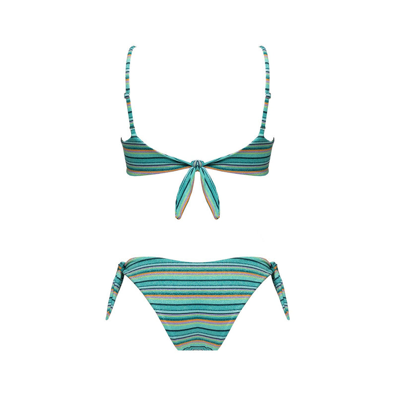 Bikini Bralette + Slip Fiocchi Stripes - Le Blu