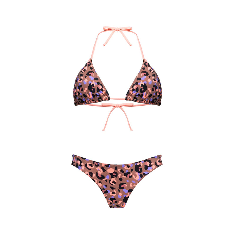 Bikini Triangolo + Slip Brasiliano Animalier - Le Blu