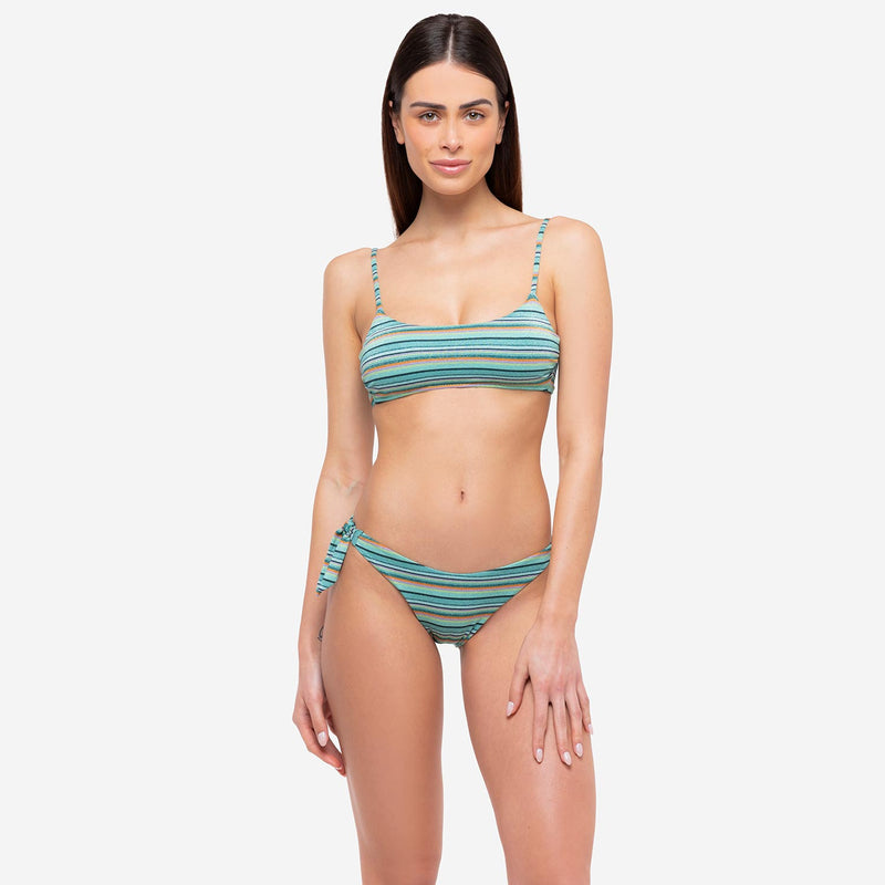 Bikini Bralette + Slip Fiocchi Stripes - Le Blu
