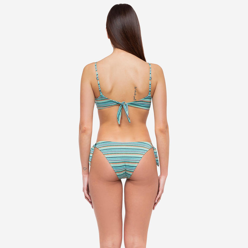 Bikini Bralette + Slip Fiocchi Stripes - Le Blu
