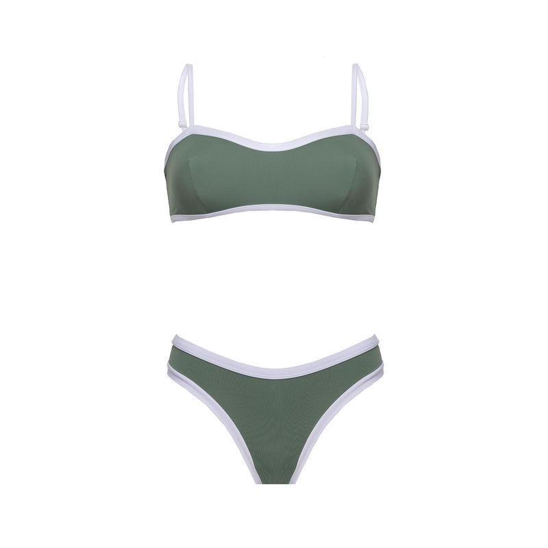 Bikini Donna Top Bralette + Slip con Bordo a Contrasto Sporty - Le Blu