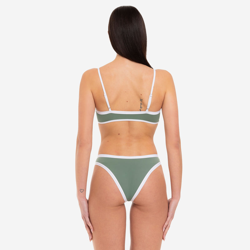 Bikini Donna Top Bralette + Slip con Bordo a Contrasto Sporty - Le Blu